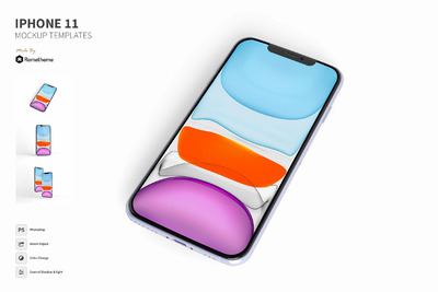 透视角度的 iPhone 11 手机样机素材下载[PSD]