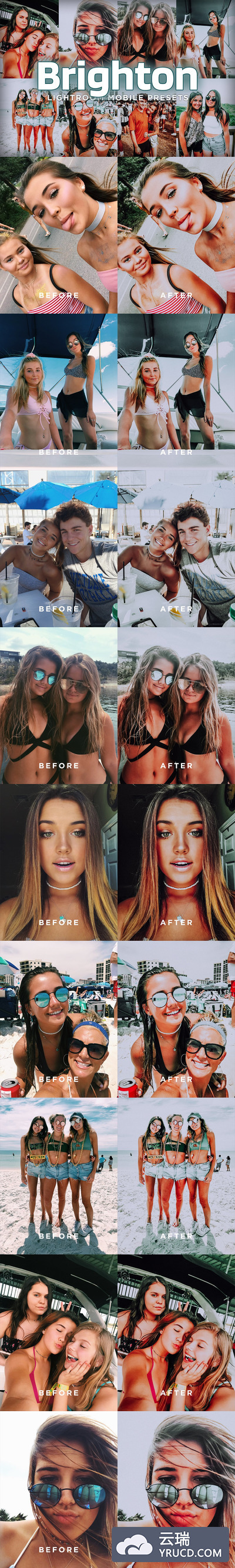 布莱顿海滩旅行照片调色滤镜LR预设