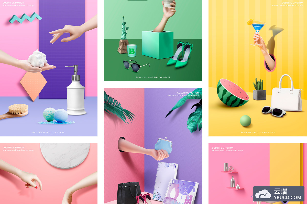 10+时尚三维空间创意电商海报PSD模板