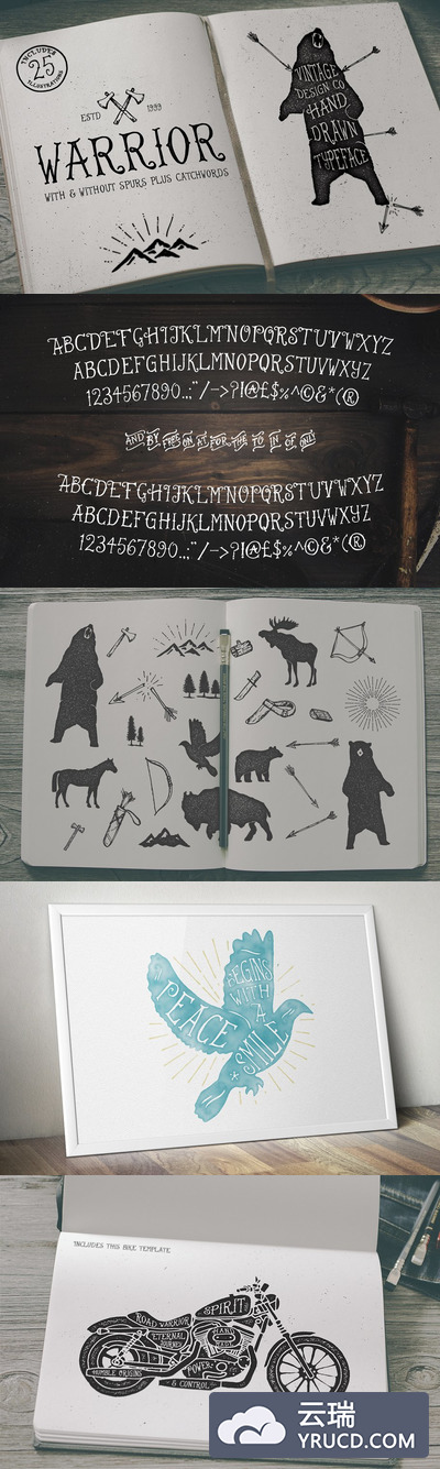 神秘个性字体 Warrior - Hand Drawn Typeface