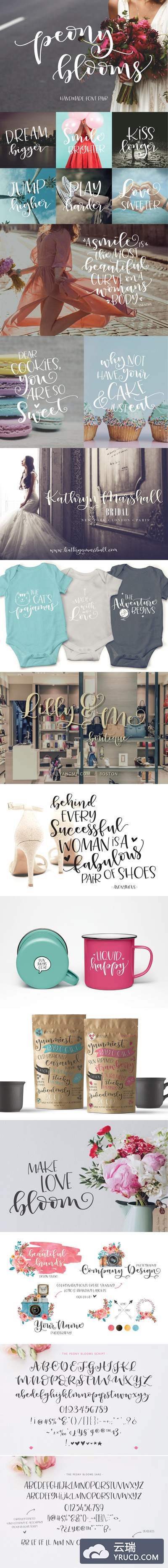 手写个性字体 Peony Blooms Font Duo