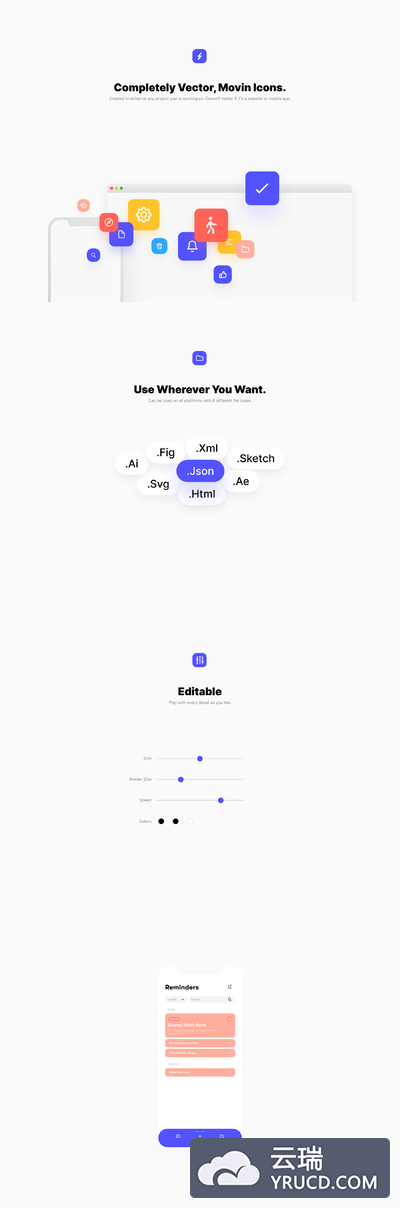 交互必备的AE动画动态图标素材套装下载[Aep,ai,svg,json,xml]