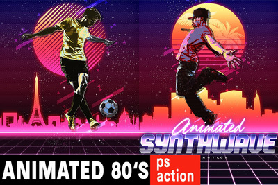 80年代酷炫海报生成动作下载[Atn]