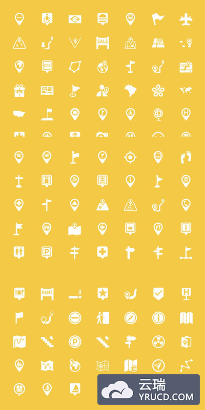 地图和导航矢量图标 125+ Maps and Navigation Vector Icon