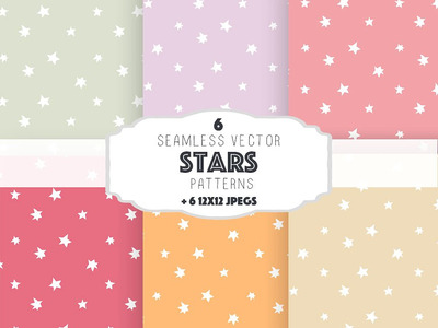 可爱的星星背景纹理 Stars patterns set 2