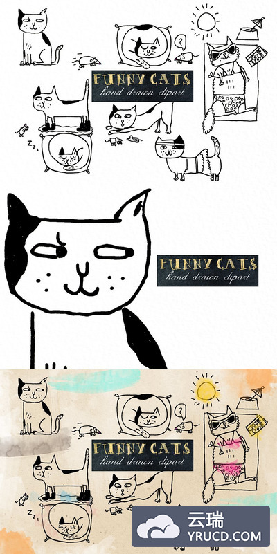 手绘动物插画 Cats. Handwritten clipart