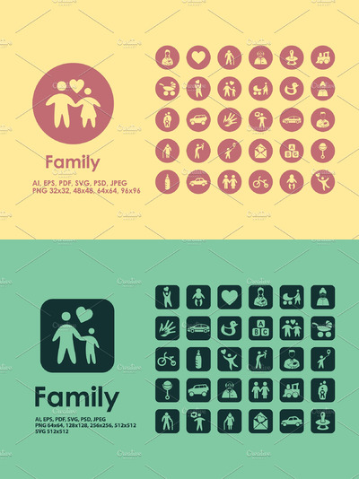 家庭矢量图标 Family icons