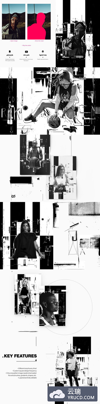 水墨时尚创意海报特效生成Photoshop动作下载 [atn]