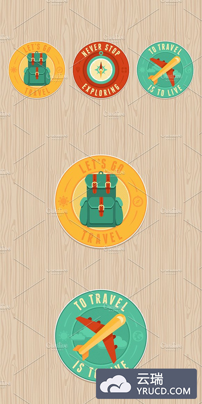 扁平化的旅行徽章标签 Travel badges in flat style