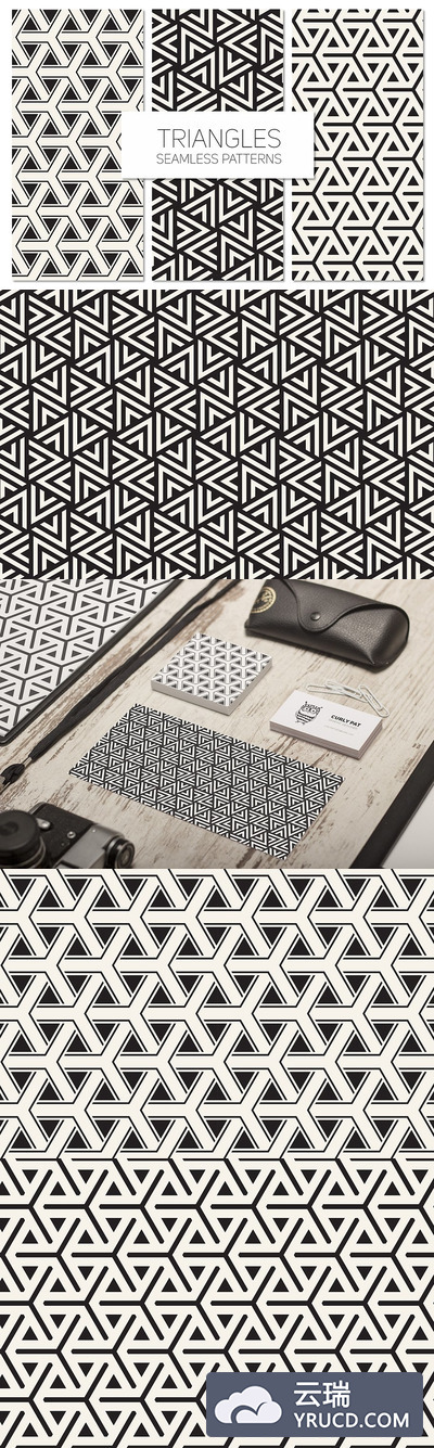 三角形无缝背景图 Triangles. Seamless Patterns Set 6