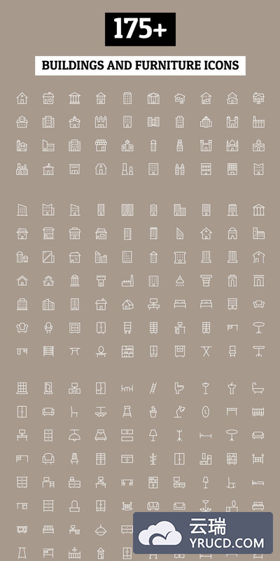 建筑和家具图标 175+ Buildings and Furniture Icons