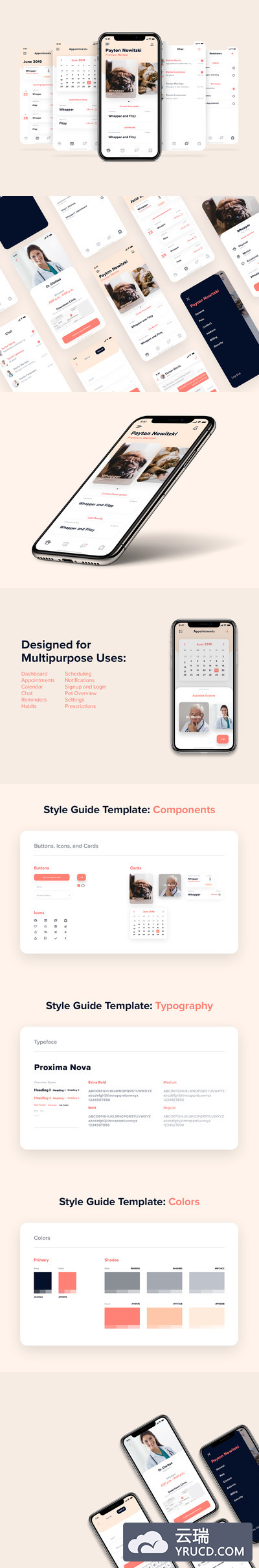 宠物相关的APP UI KIT套装下载 [XD]