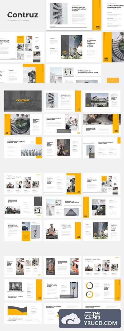 时尚高端简约好用的房地产物业施工Google Slides谷歌幻灯片演示模板（pptx）