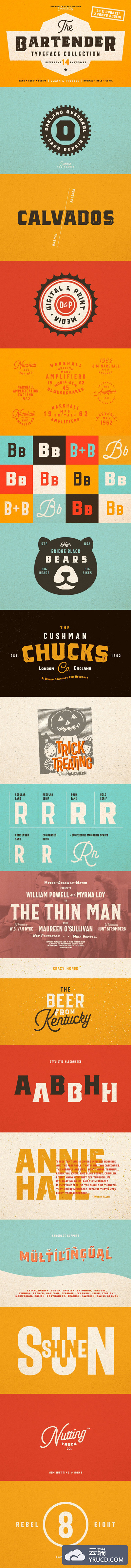 特色粗犷字体 The Bartender Collection