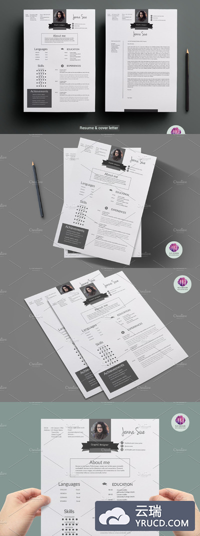 简约的个人简历模板 CV template , cover letter template