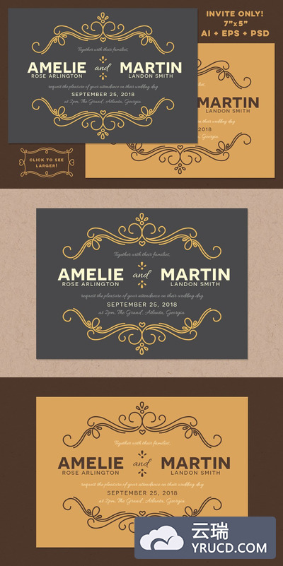 童话般的婚礼邀请函模板 Fairytale Wedding Invite Template