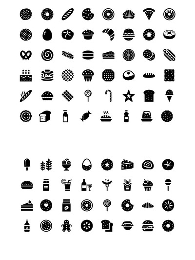烘焙食品图标素材 80 Bakery Vector Icons