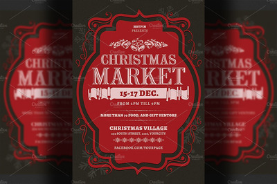 经典圣诞节海报模板 Christmas Market Flyer Template