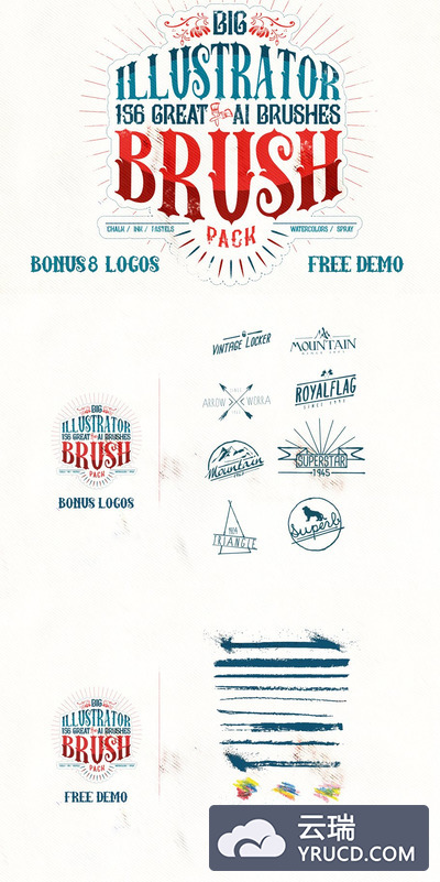 经典AI笔刷 156 Illustrator Brush Pack + Bonus