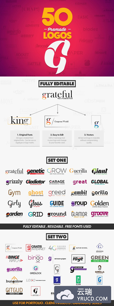 50个字母“G”logo素材 50 Letter 'G' Logos Bundle