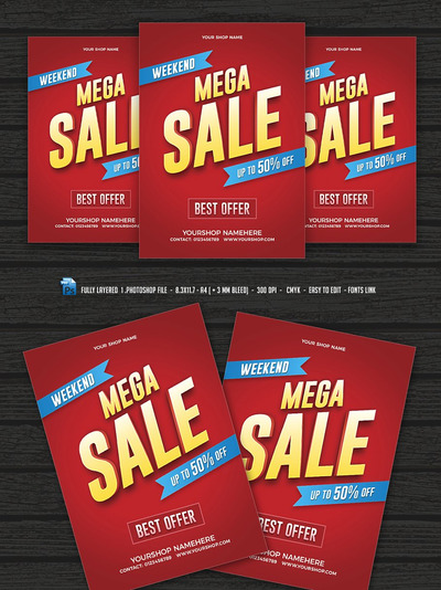 大型电商销售传单 Mega Sale Flyer