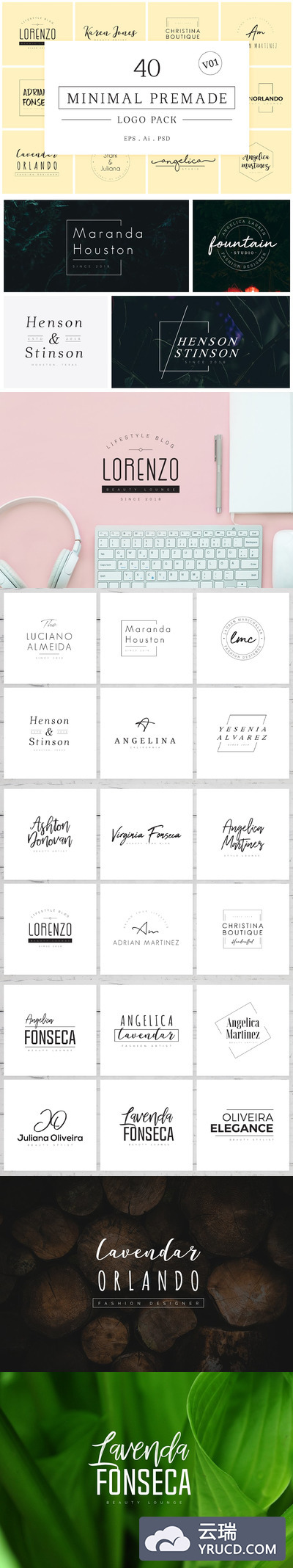 极简主义logo素材 Minimal Premade Logo Bundle V01