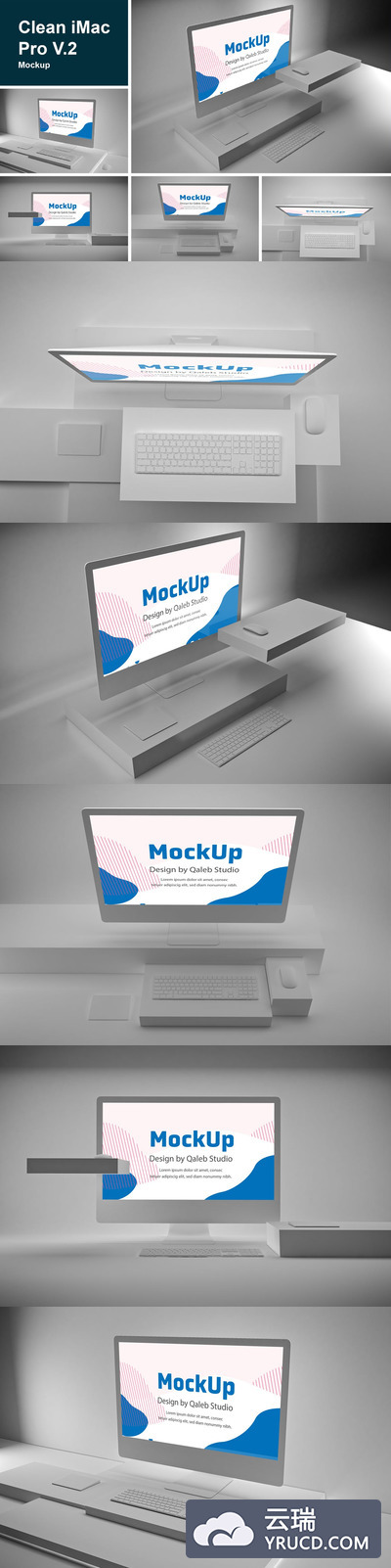 简约清新时尚的iMac Pro V.2 UI样机展示模型mockups