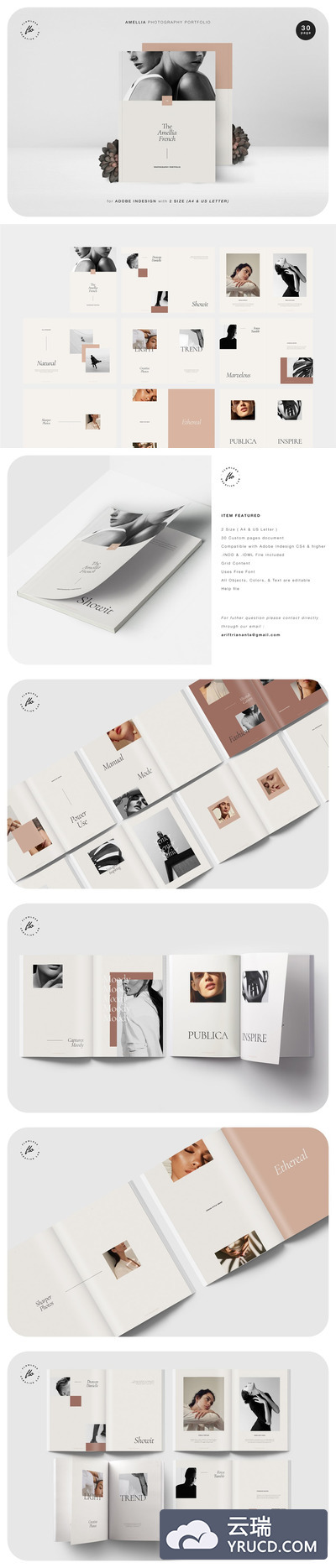 时尚高端的摄影作品集杂志设计模板