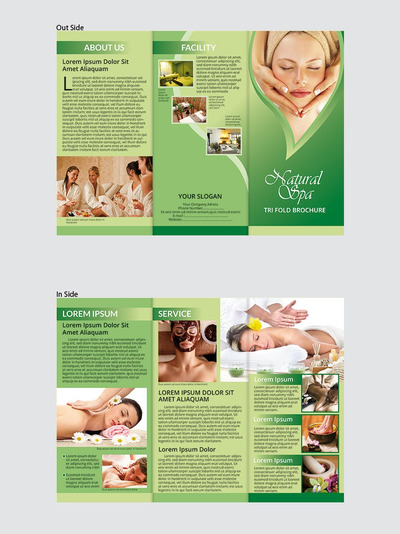 美容养生行业的三折页宣传画册模板下载[indd]