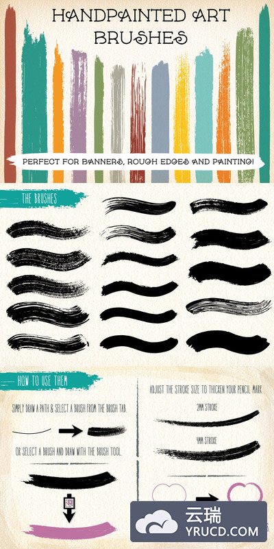 手绘笔画笔触 Hand-painted Art Brushes