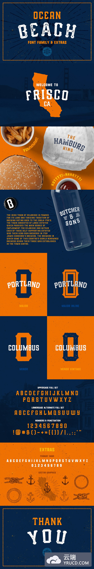 经典复古字体 Ocean Beach • Five Fonts