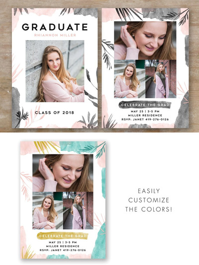 毕业宣传卡片海报 Senior Graduation Announcement