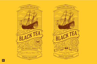 经典logo素材 Vintage Logo with Sailing Ship