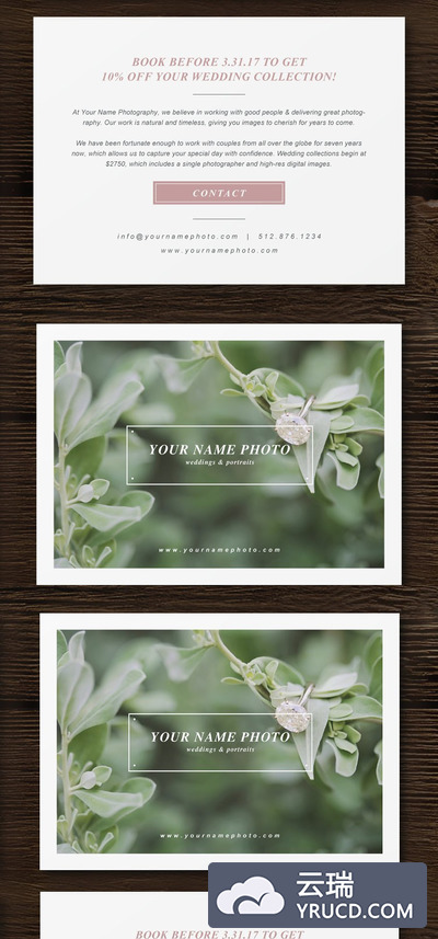 婚礼邀请卡片模板 Wedding Photography Branding