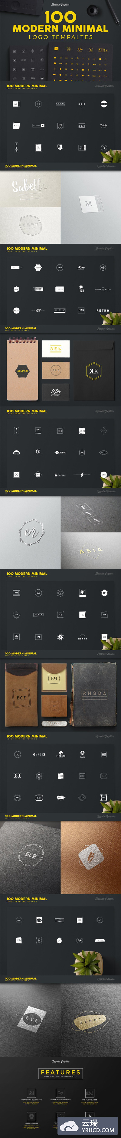 现代极简主义图标 100 Modern Minimal Logo Templates