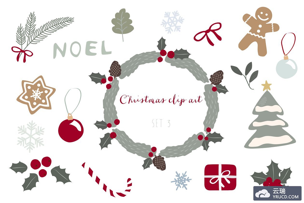 圣诞节插画素材 Christmas clip art set 3