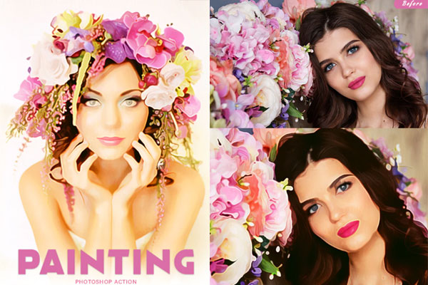 柔和艺术绘画效果照片处理ps动作下载