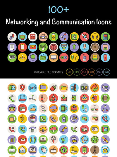 网络沟通图标素材 100+ Networking & Communication Icon