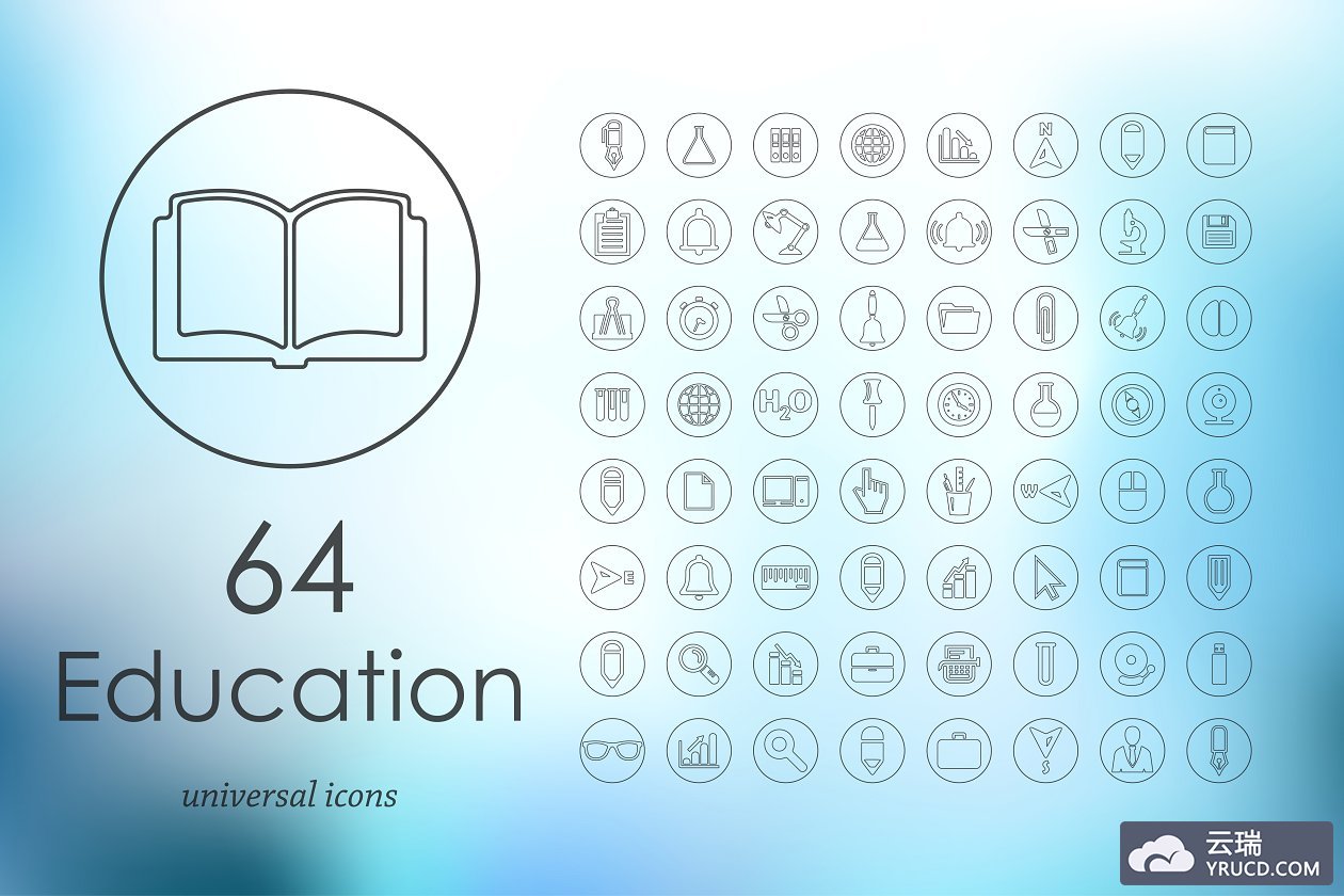 教育矢量图标素材 64 education icons