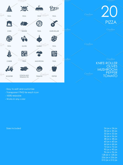 披萨矢量图标素材 Pizza icons