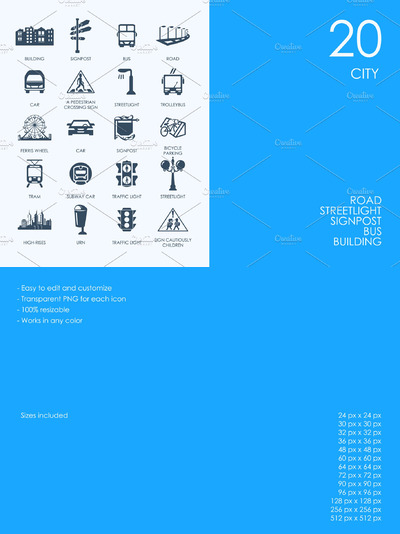 城市元素图标素材 City icons