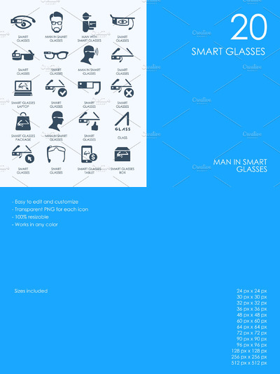 智能眼镜图标素材 Smart glasses icons