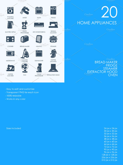 家用电器的图标素材 Home appliances icons