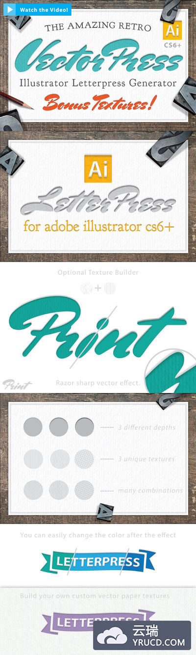 矢量凸版印刷效果工具包 Vector LetterPress Effect Kit