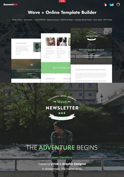 在线网站模板 Wave + Online Template Builder