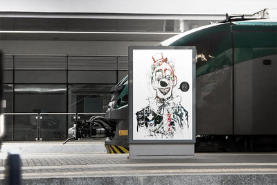 高铁火车站广告设计展示样机[PSD]