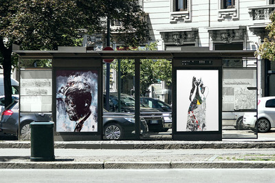 公交站海报广告设计展示样机[PSD]