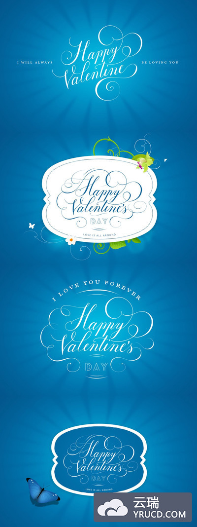 情人节字体插画 Valentines day bundle