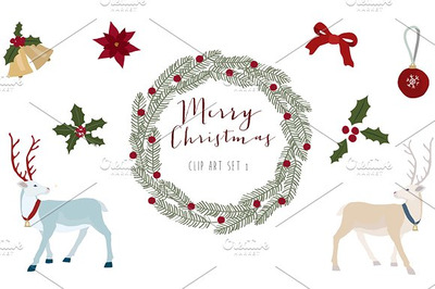 圣诞节元素插画 Christmas clip art set 1