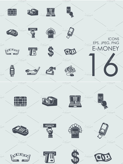 电子货币的图标 16 e-money icons